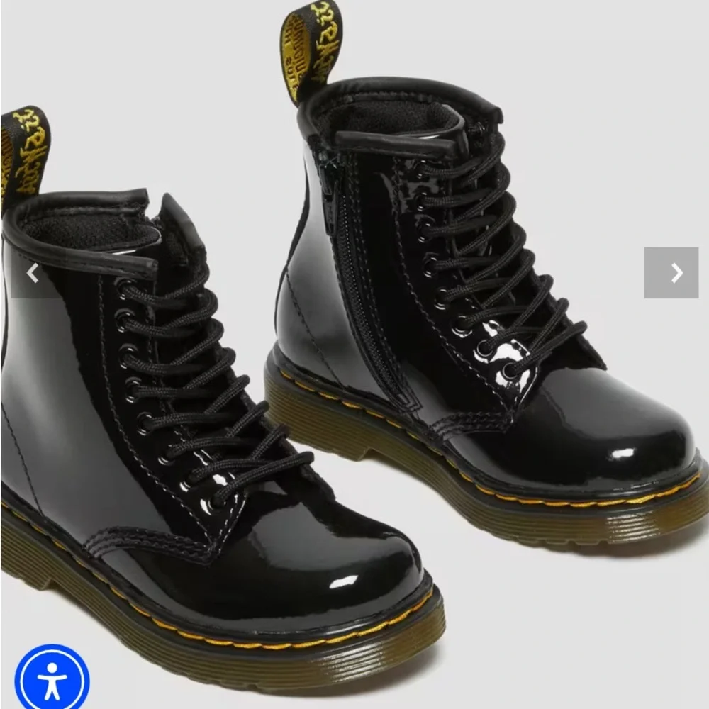 Dr. Martens Kids Black Patent Leather Lace-Up Boots